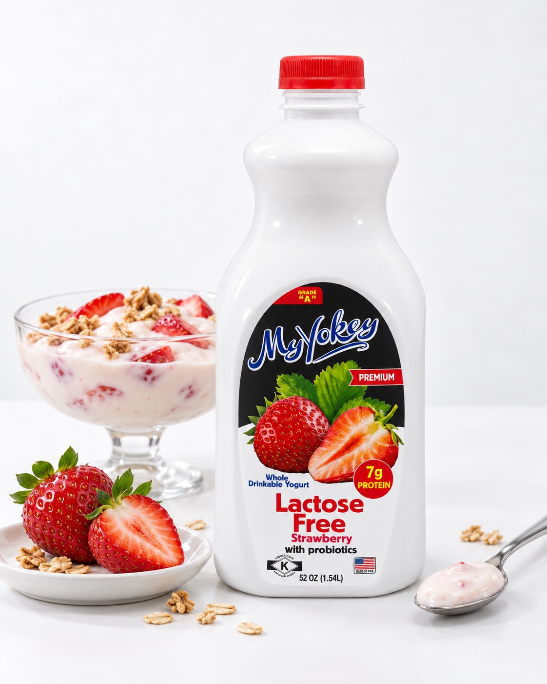 MyYokey lactose-free strawberry yogurt, 52-ounce bottle